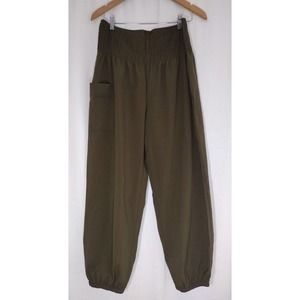Women's Grawell Olive Green High Rise Harem Pants Elastic Waist Pocket ~XL NEW
